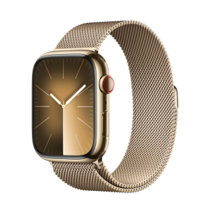 Apple Watch Series 9 4G 45mm Gold Stainless Steel Gold Silicone Bracelet S/M
