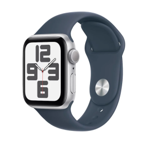 Apple Watch SE2 (2023) GPS 40mm Silver Aluminium Case with Sport Band M/L Storm Blue