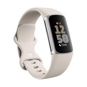 Fitbit Charge 6 Silver with Beige Silicone Armband