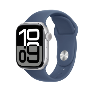 Apple Watch Series 10 4G 42mm Silver Titanium Blue Rubber Armband S/M