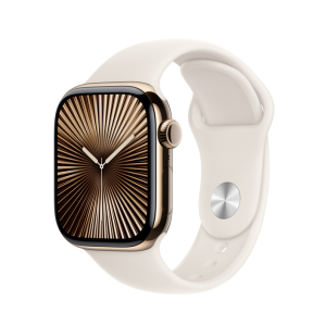 Apple Watch Series 10 4G 42mm Gold Titanium Case with Beige Sport Band M/L
