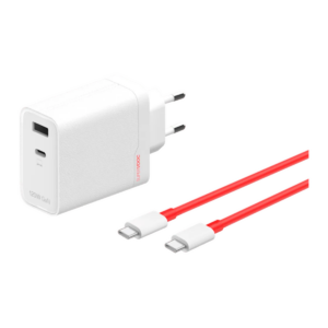 OnePlus 120W Dual Ports SuperVooc Adapter + Cable (Type-C + Type-A) White