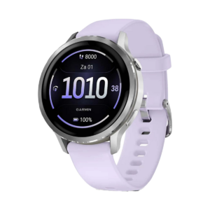 Garmin Venu 4 41mm Smart Watch Silver Case Periwinkle Silicone Band