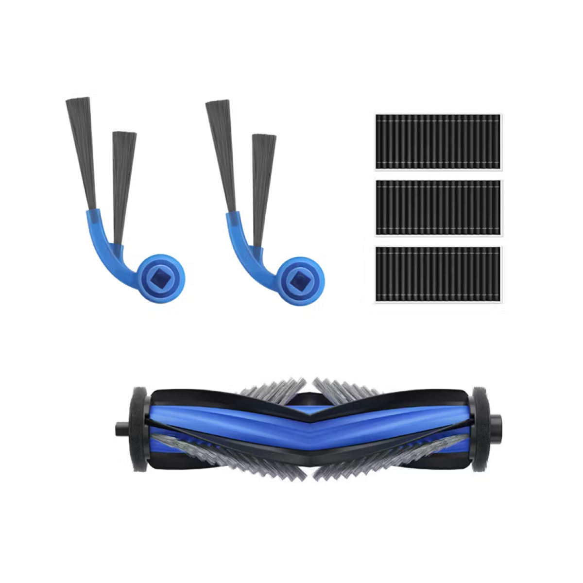 Ecovacs DKT060223 Kit Replacement Set for X11 Family & T80S OMNI 1x Anti-Tangle Main Brush, 2x Side Brushes, 3x Antibacterial Filters Black