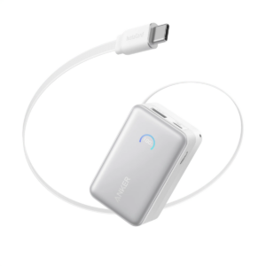 Anker Nano Power Bank (10K, 45W, Built-In Retractable USB-C Cable), White