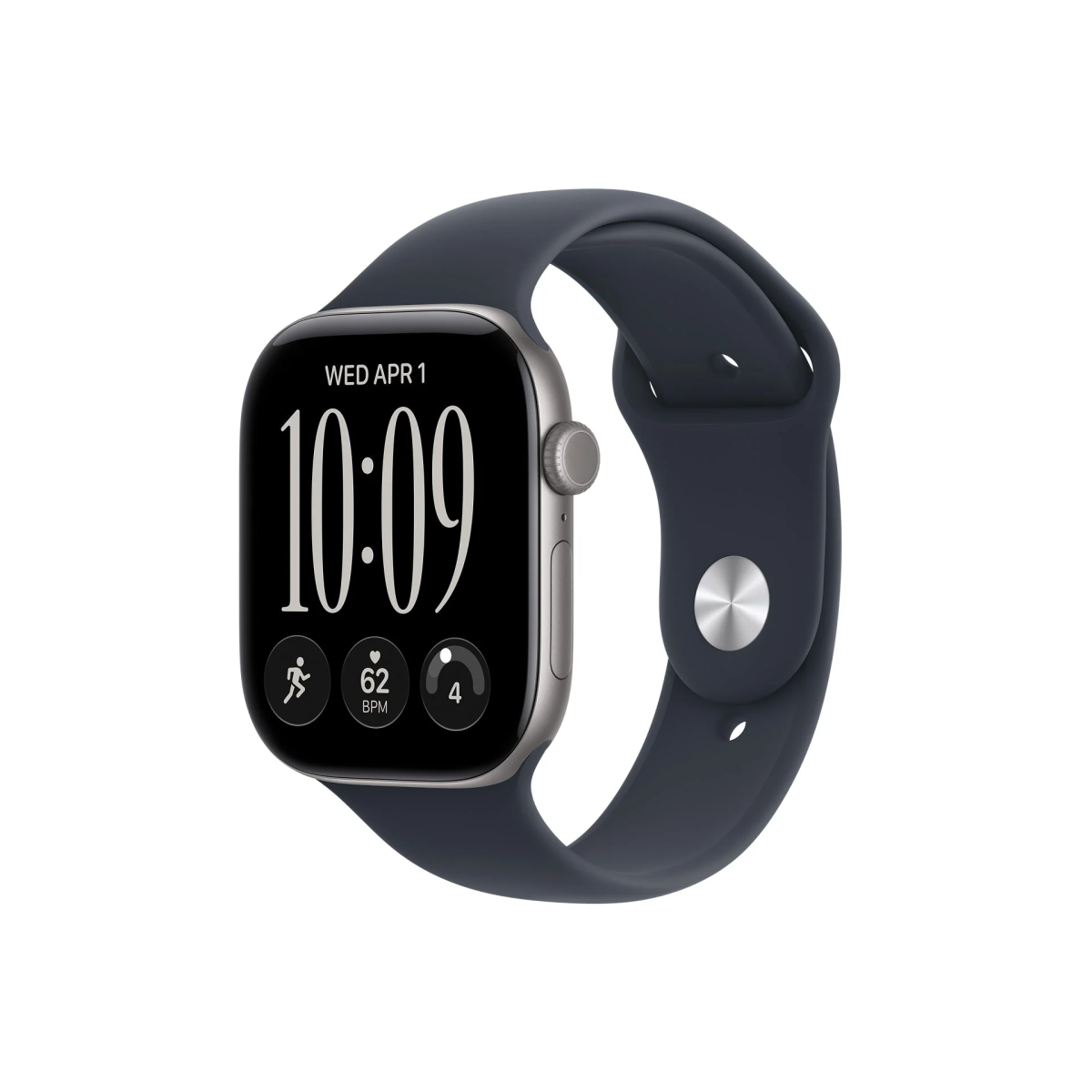 Apple Watch Series 12 42mm Space Grey Aluminium Case Sport Band M/L Navy Blue
