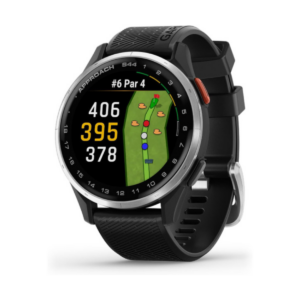 Garmin Approach S44 Golf 43mm GPS Smartwatch Silver Aluminium Bezel with Black Silicone Band