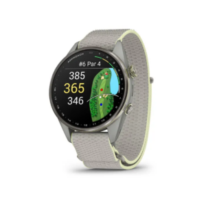 Garmin Approach S72 43mm Golf GPS Smartwatch Silver/Citron Ti Bezel Grey/Citron ComfortFit Fabric Band
