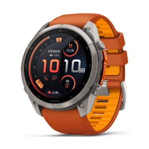 Garmin Fenix 9 Pro inReach 51mm Titanium Smartwatch with Autumn Orange/Spark Orange Silicone Band
