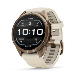 Garmin Fenix 9 Pro 43mm Autumn Gold Titanium with Cream/French Grey Silicone Band